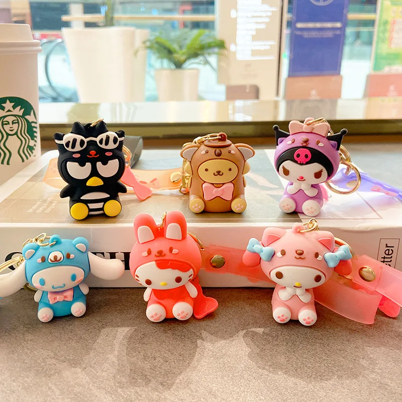 

Cartoon Anime My Melody Fashion Action Figures Keychains Key Chain Key Ring Kawaii Silicone Handbag Car Pendants Toys Gifts