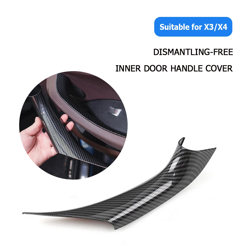 

2Pcs Car Styling Interior Door Panel Handle Inner Pull Protective Cover Trim Carbon Fiber for BMW X3 X4 G01 G02 G08