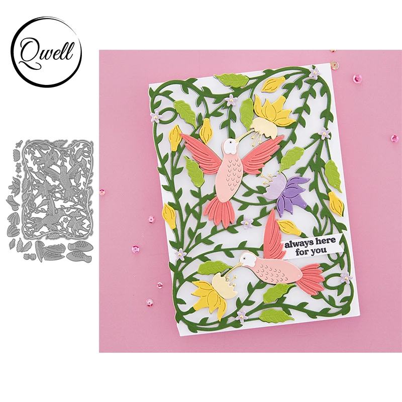 

QWELL Metal Cutting Dies Delicate Floral Hummingbirds Die Cut for DIY Scrapbooking Craft Paper cardmaking 2023 New Arrival