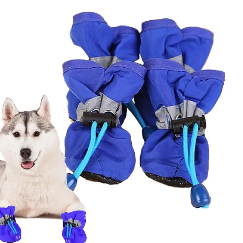 

Waterproof Dog Shoes 4 PCS Anti-Slip Pet Shoes Dog Boots & Paw Protectors Waterproof Dog Paw Protector With Adjustable