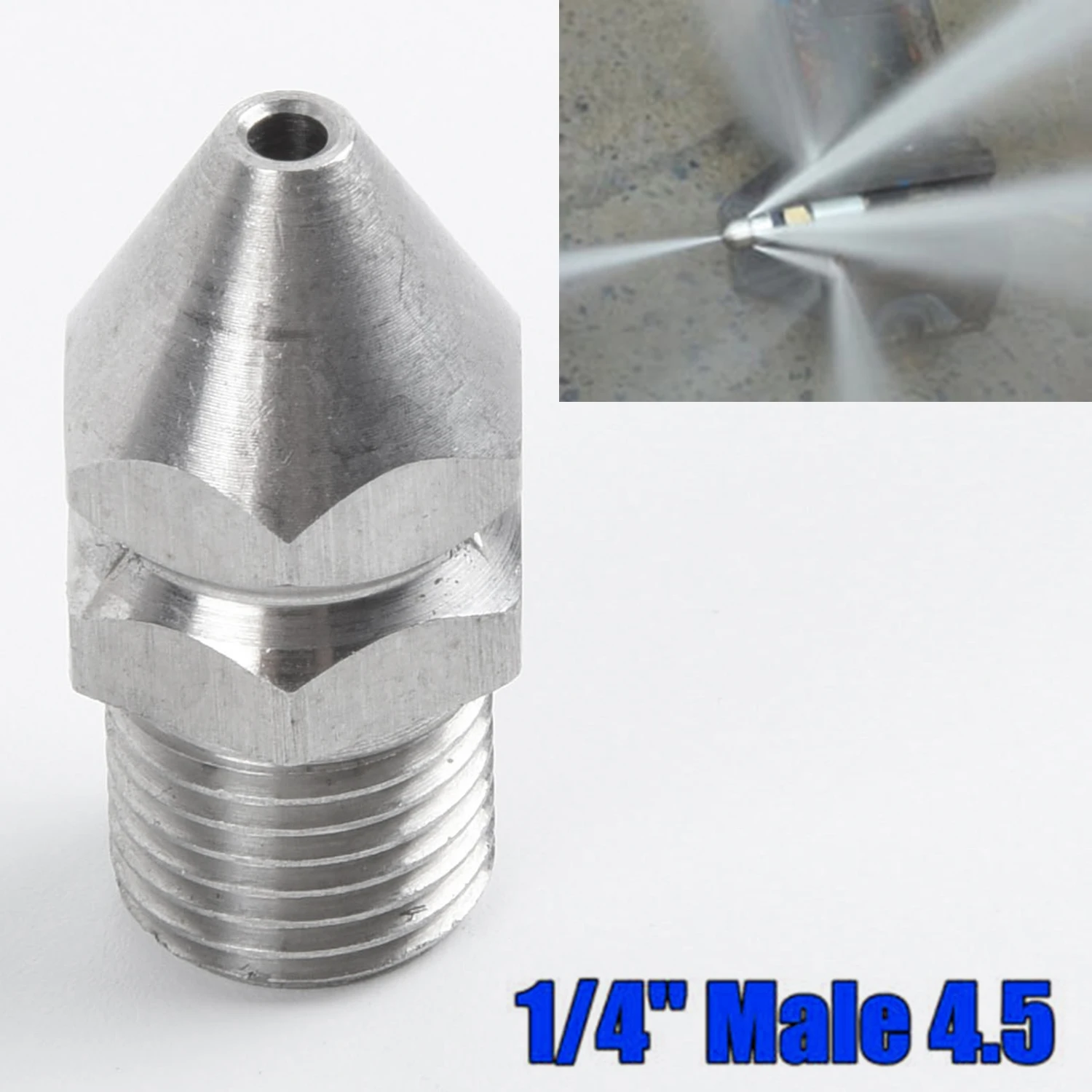 Pressure Washer Drain Sewer Cleaning Jetter Nozzle 4 Jet 1/4" Male High Pressure Cleaning Nozzle Drain Sewer Cleaning Spray