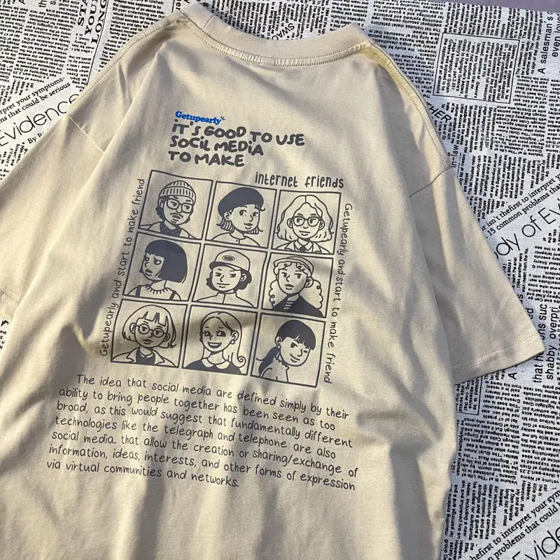 SMVP 2022 летняя новая футболка с короткими рукавами и принтом в стиле ретро женская