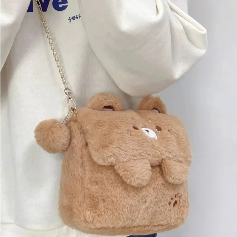 

Bestform Cute Bear Shoulder Bag Women Fall Winter Sweet Plush Bag Crossbody Bag Harajuku Kawaii Casual Cartoon Purse Phone Tote