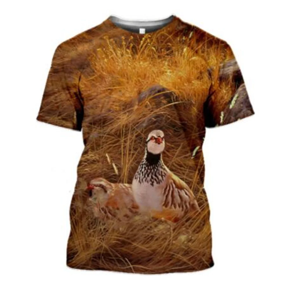 

3D Print Harajuku T-Shirt Summer Animal Hunting Partridge Bird Fashion Casual Men's tshirt Chukar Short sleeve Streetwear Unise