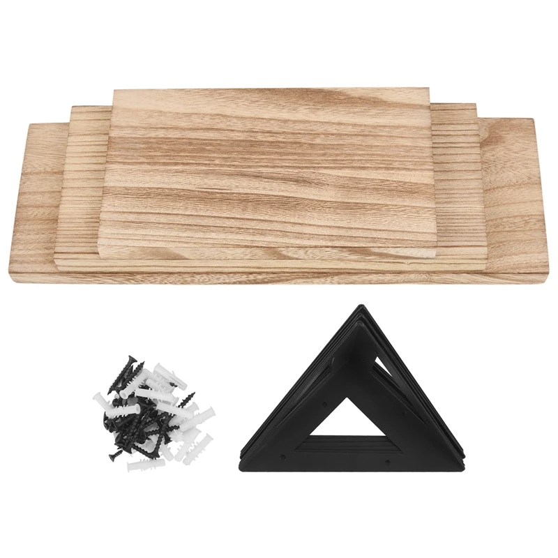 

Настенные полочки с плавающими полками, набор деревянных настенных полок в деревенском стиле из 3 предметов для спальни, ванной, гостиной, к...