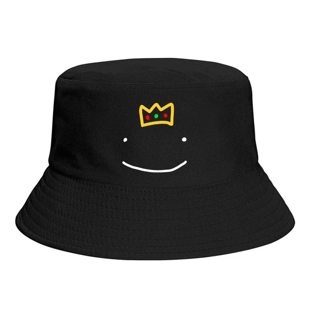 

Dream SMP Game Smile Ranboo Crown Bucket Hat Polyester Men Women Fisherman Hat Customized Cute Journey Caps