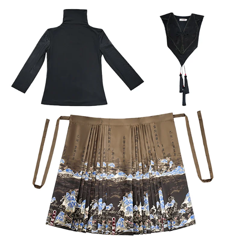 Новая весенняя юбка Hanfu с изображением лошади Женская в китайском стиле вышивкой