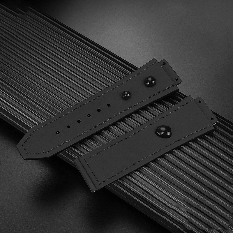 Genuine Leather Watch Band For Hublot Big Bang Series Cowhide Strap Men Wristband With Tools Accessories Black Brown 26*19mm