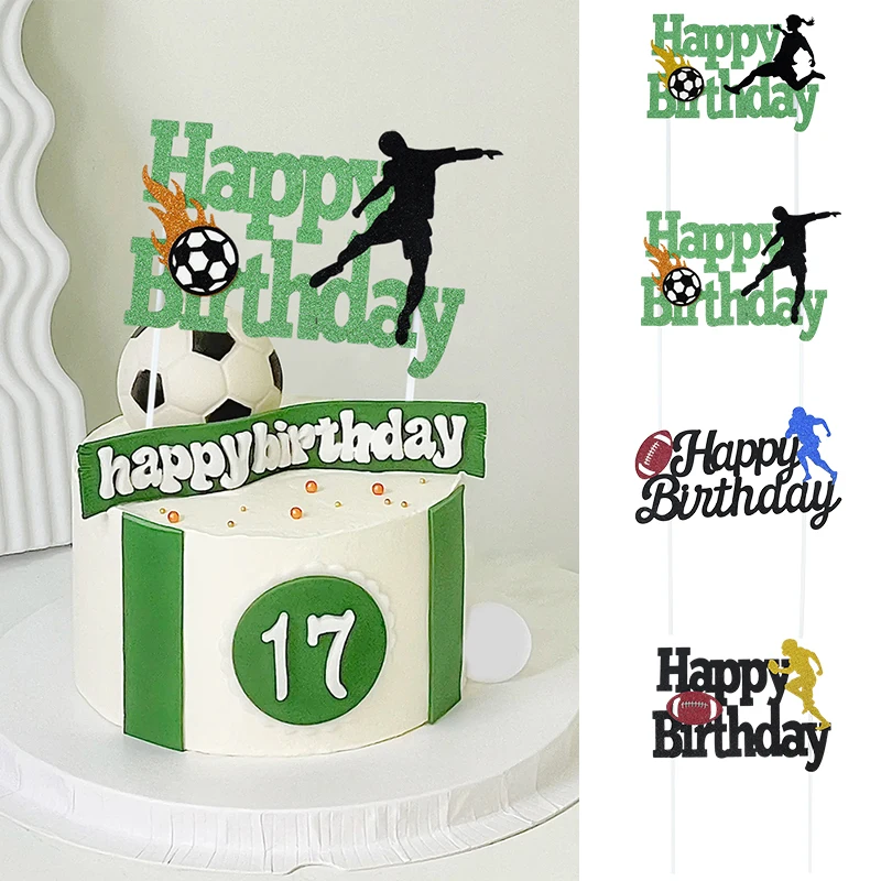 

Football Theme Party Cake Topper Boys Girls Happy Birthday Cake Topper For Kids Baby Shower Cake Decor Supplies