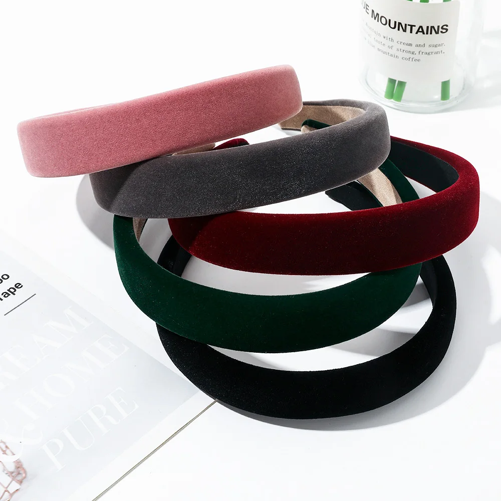 Обруч для волос в Корейском стиле из Флокированной ткани однотонная повязка