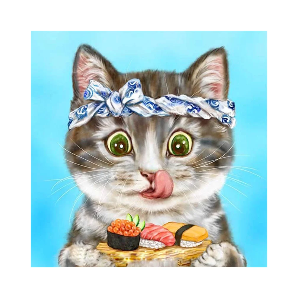 Квадратная Алмазная мозаика детский набор с котом и цифрами для девочек