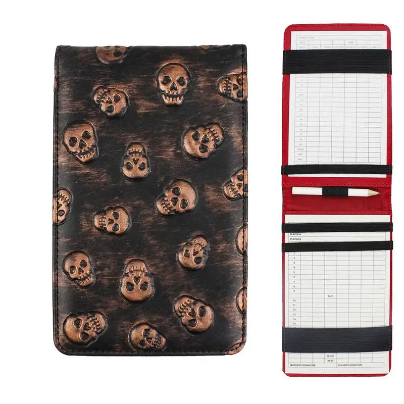 

Golf Score Book Waterproof Yardage Book Portable Dustproof Scorecard Book And Holder With Skull Pattern For Friends Family