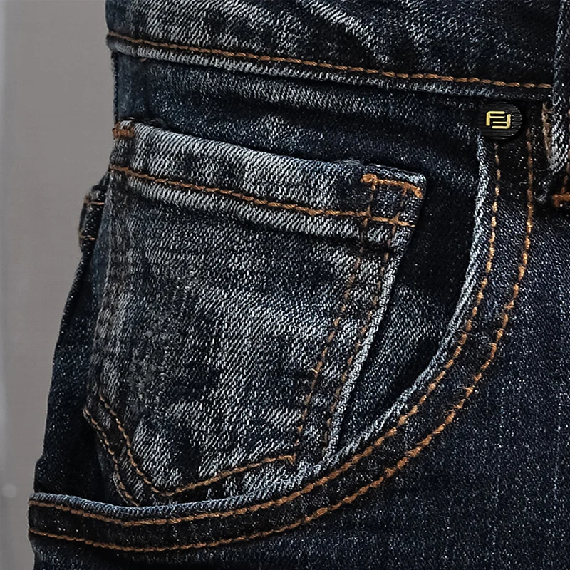 Fashion Streetwear Men Jeans Retro Black Blue Elastic Slim Ripped Jeans Men Spliced Designer Hip Hop Denim Biker Pants Hombre