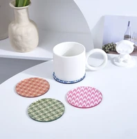 houndstooth acrylic coasters round transparent non slip insulation pad creative house decoration accessories under glass