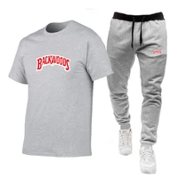 summer 2022 new mens printed fashionable versatile casual t shirt casual sports pants sports suit running suit