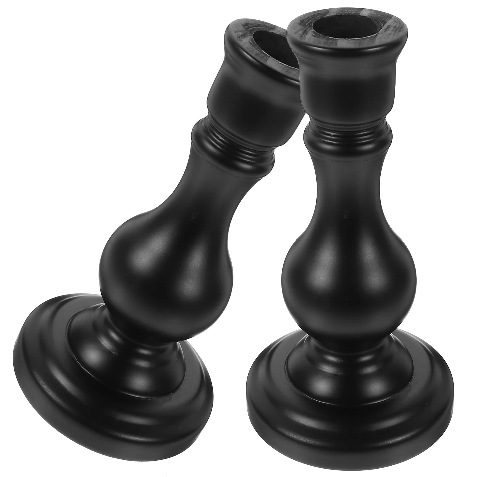 

2pcs Simple Multi-functional Sturdy Wear-resistant Small Wooden Candlestick for Party Supply Home Decor