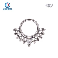 astm f136 titanium beaded cluster segment clicker nose ring helix cartilage earrings body piercing jewelry