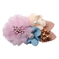 7pcsset pearl flower headband for girls chiffon floral headband princess hair pins newborn infant toddler baby hair accessories