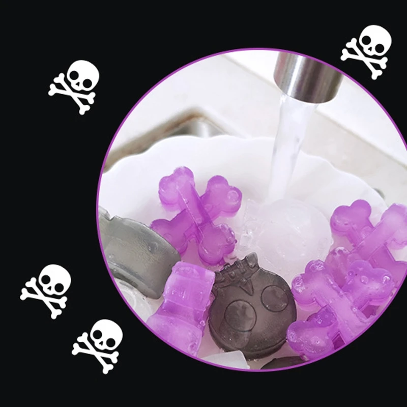 

10 pcs Reusable Ice Cubes Cute Skull-Shaped Plastic Ie Cube Refreezable Durable Use Gift for Home Wine Juice Lover A0KF