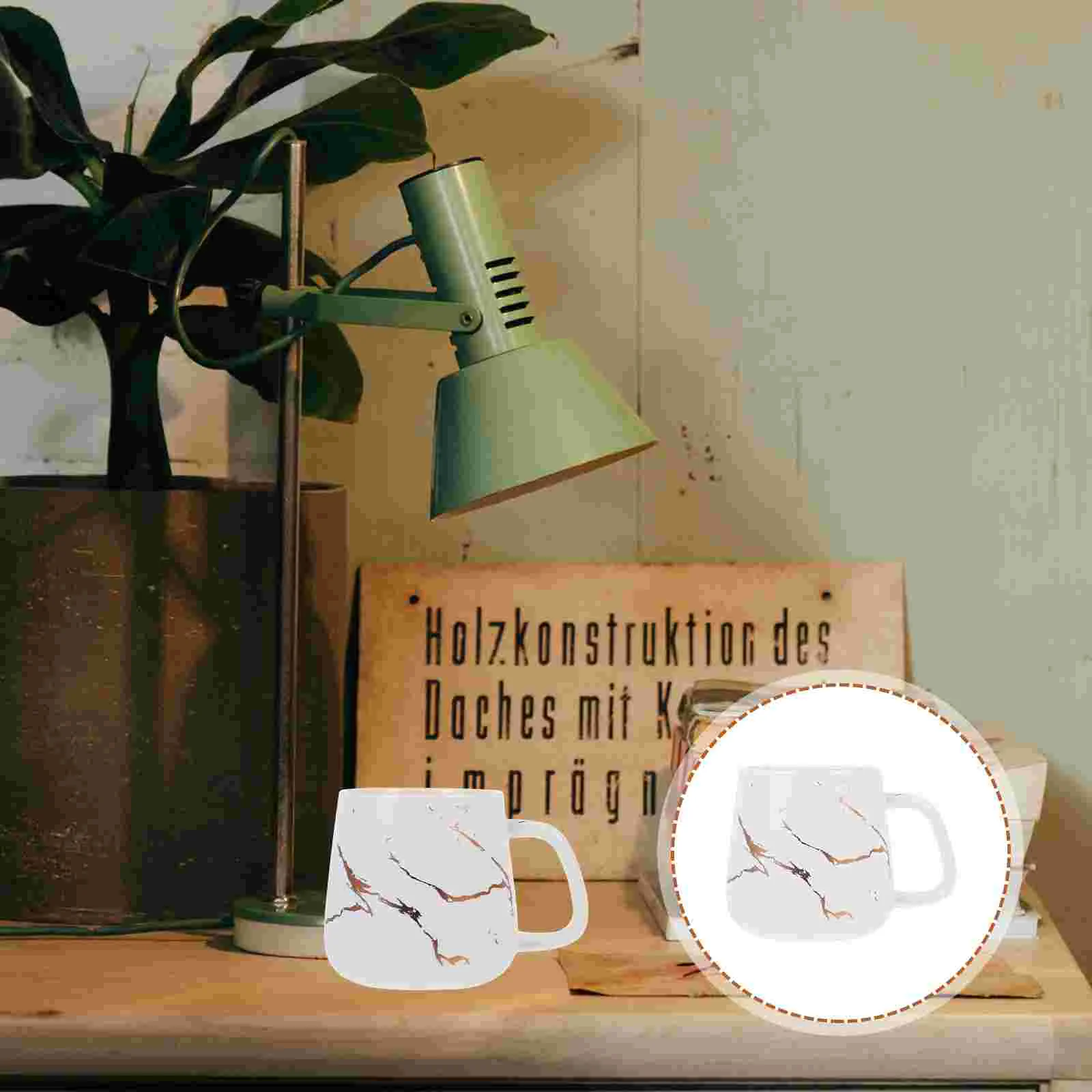 

Handled Latte Serving Mug Portable Drinks Mug Decorative Marbling Cup Beverage Drinking Cup for Hotel Storage Cafe