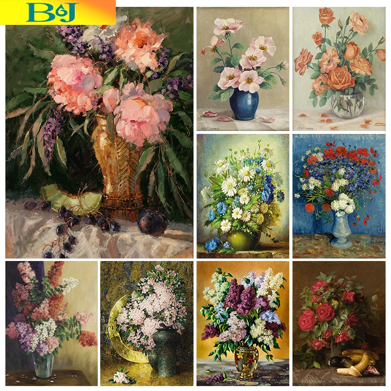 

Flower 5D Diamond DIY Painting Flower Vase Diamond Mosaic Famous Painting Full Diamond Embroidery Painting Rhinestone Home Decor