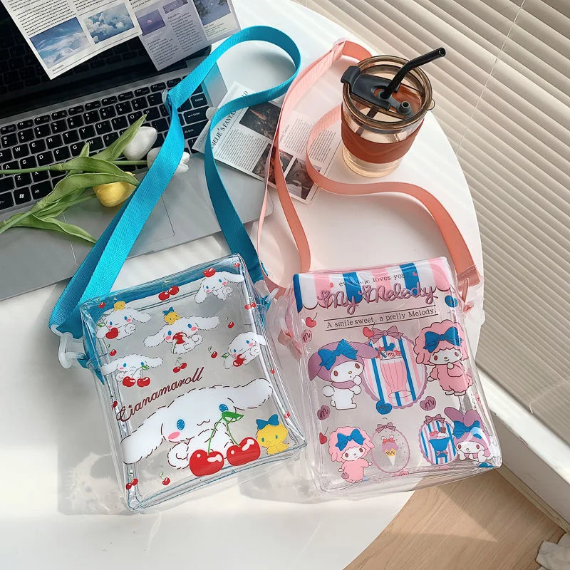 

Sanrio Pvc Shoulder Bags Kawaii Anime Crossbody Tote Mymelody Cinnamorol Cute Waterproof Bagpacks Transparent Backpacks for Girl