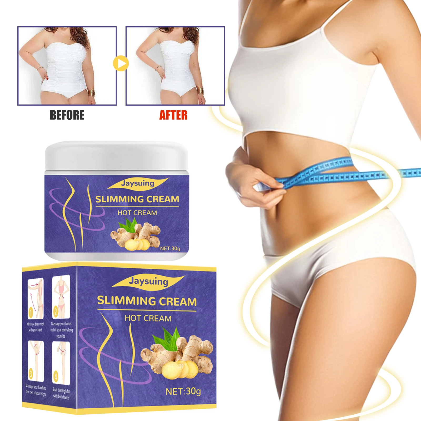 

Ginger Slimming Cream Firming Arm Burning Abdomen Fat Burner Belly Leg Body Shaping Tightening Skin Massage Weight Loss Cream