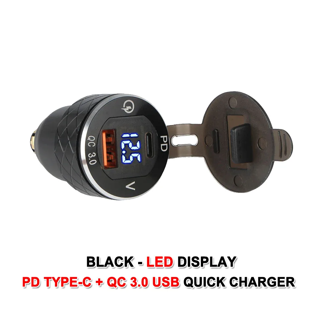 

QC3.0 Мотоциклетное зарядное устройство с двумя USB-портами Type-C, аксессуары для BMW R1200RT R1250GS F800GS R1300GS ADV R12 для Tiger 850 900 1200 XRT