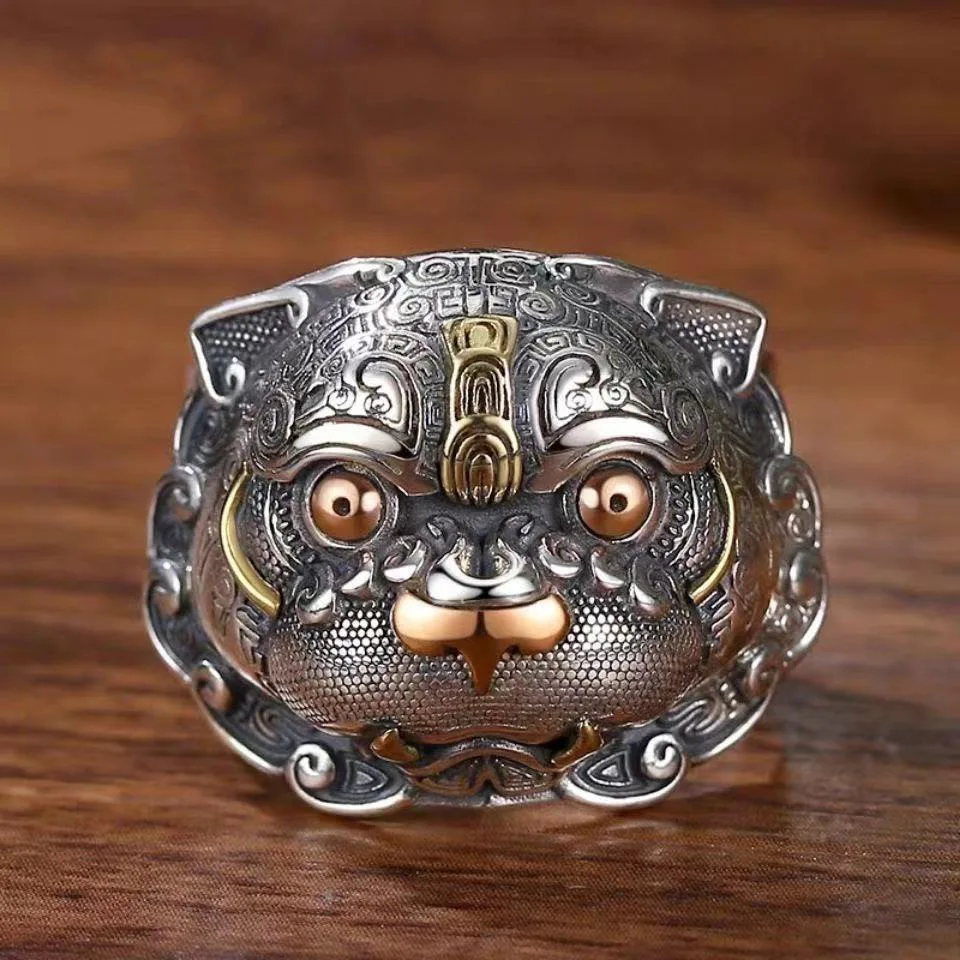 

Gluttonous Auspicious Beast Men's Domineering Brave Ring Retro Thai Silver Exaggerated Old Beast Personality Punk Ring