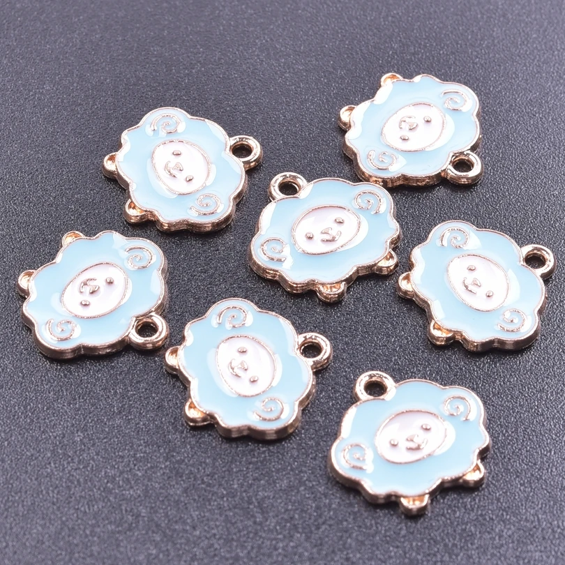

30 Pcs Alloy Animal Sheep Palm Pendants Blue Cute Charms For Jewelry Making Supplies Necklace Bracelet Keychain DIY For Party
