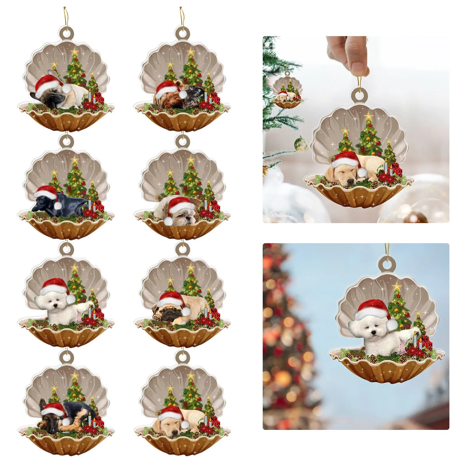 Creative Christmas Tree Santa Claus Snowman Acrylic Hanging Crafts Xmas Tree Pendents Car Drop Ornaments Merry Christmas Decor