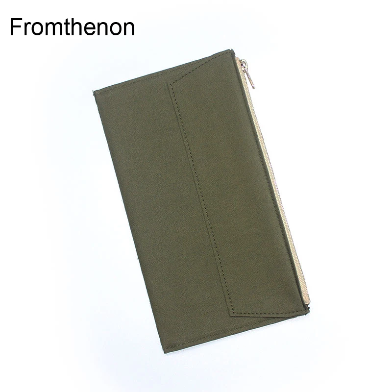Fromthenon Retro Notebook Lagerung Tasche Olive Grün Leinwand Vintage Schreibwaren Karte Halter Für Midori Reisende Notebook Zubehör