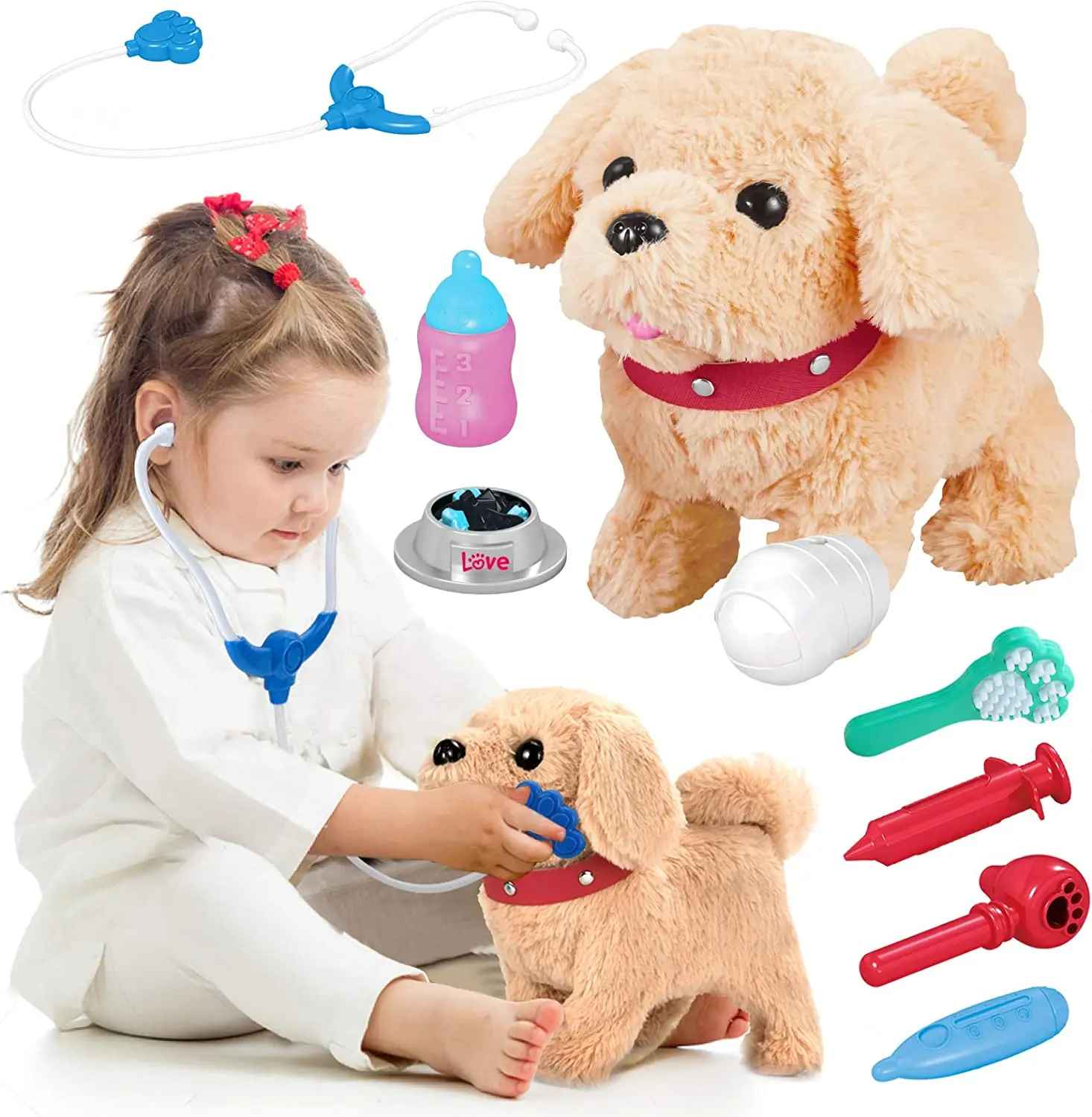 

Jouet Chien Interactif, Chien Peluche Qui Court et Aboie, Animaux de Compagnie Chien, Peluche Interactive avec Marche, Aboiemen