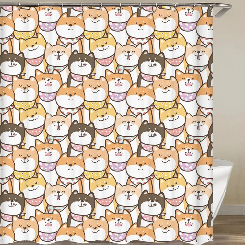

Polyester Fabric Shower Curtain Cartoon Shower Curtain Bathroom Bathroom Shower Partition With Hook