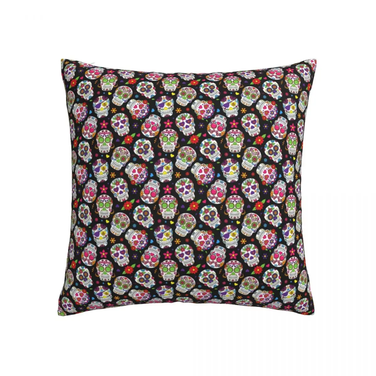 

Skull Pop Art Pillow Case Sugar Skulls Day of the Dead Bed Zipper Pillowcase Spring Decorative Polyester Cover
