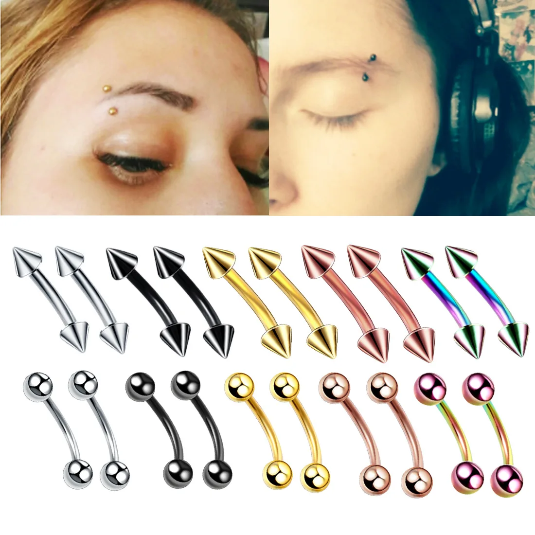 

1PC Stainless Steel Curved Barbells Eyebrow Rings Piercing Curved Bar Banana Eyebrow Ear Cartilage Tragus Body Piercing Jewelry