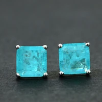 megin 925 sterling silver square ins blue stone crystal zircon boho vintage piercing stud earrings for women wedding gift bague