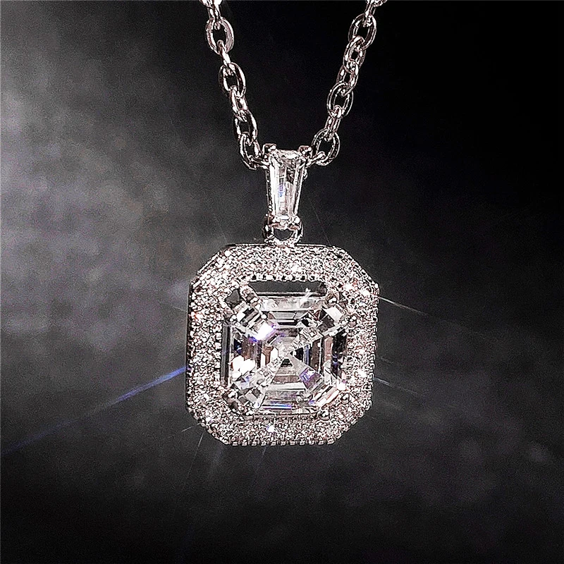 

SINLEERY New Fashion 2022 Square Cubic Zircon Necklaces For Women Silver Color Link Chain Female wedding accessories XL830 SSK