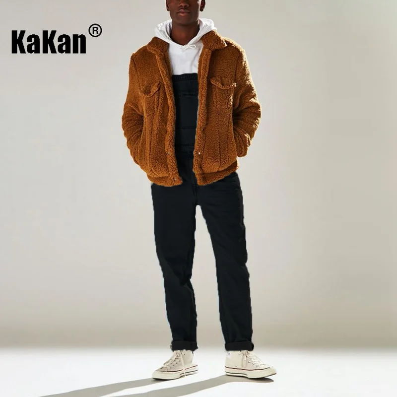 Kakan - New Street Fashion Men's Jeans From Europe and America, Dark Blue Black One Piece Strap Jeans K34-725