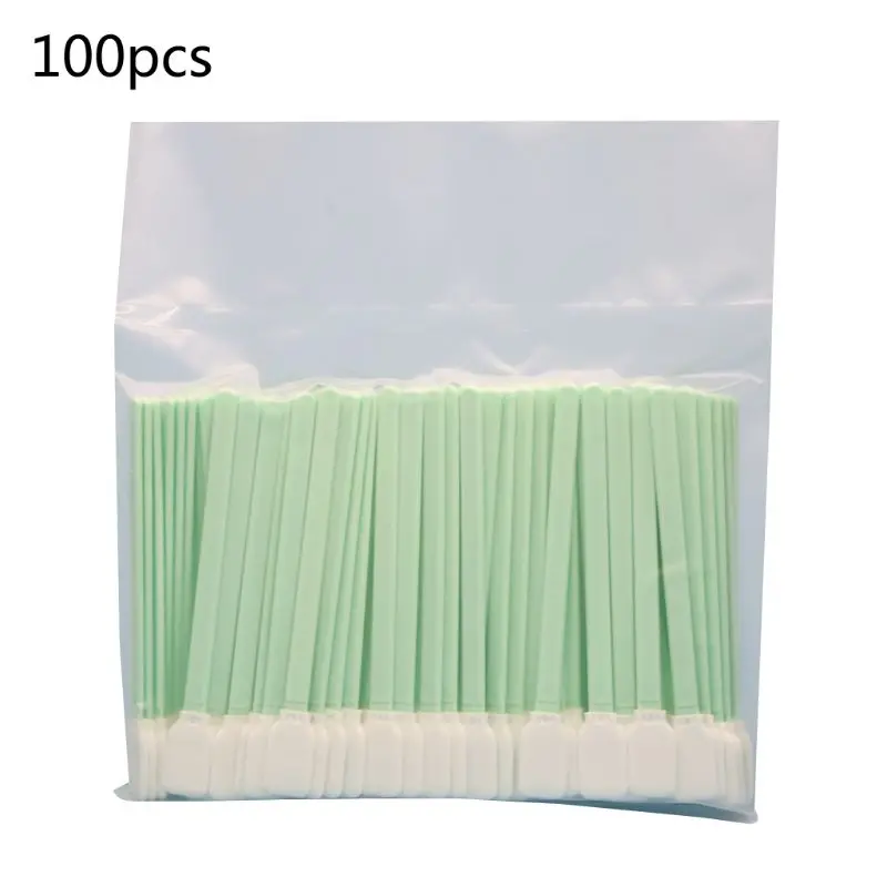 

RXJC 100Pcs/Set Double Layer Polyester Rectangular for Head Cleaning Swabs Plastic Handle Dust-Free Industrial Paddle Sticks for