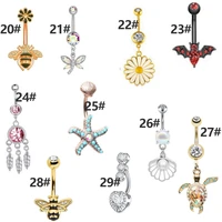 crystal navel ring hot new variety of navel ring creative bat bee navel button navel ring personalized trend puncture jewelry