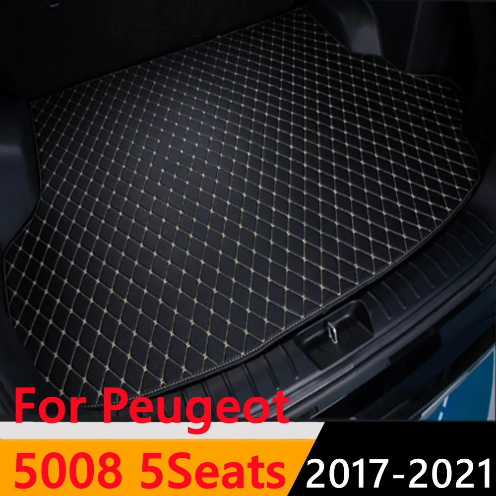 

Sinjayer Car Trunk Mat ALL Weather AUTO Tail Boot Luggage Pad Carpet Flat Side Cargo Liner Cover For Peugeot 5008 5Seats 2017-21