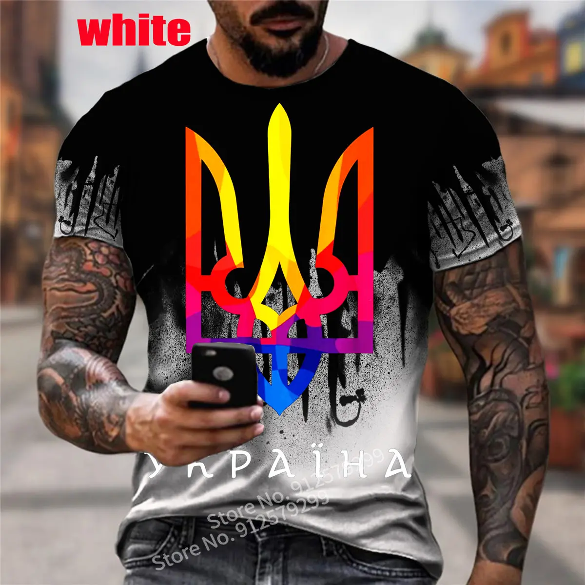 

2022 Camouflage Ukraine Flag 3d Printing T-shirt Fashion Retro Harajuku Round Neck Casual Personality Loose Oversized Summer