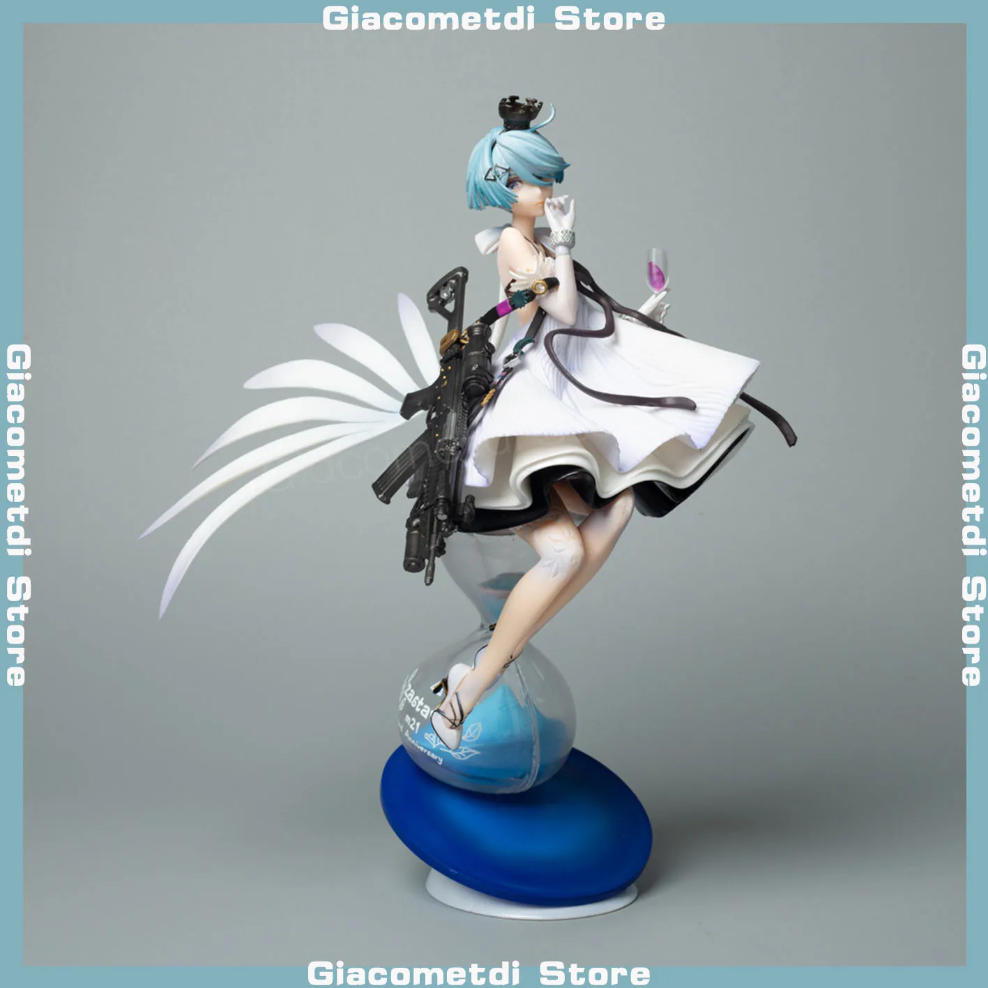 

27cm Game Anime Peripheral Beautiful Girl Series Girls Frontline Zas M21 White Chess Queen Scene Model Box Set Hand Figure Gifts
