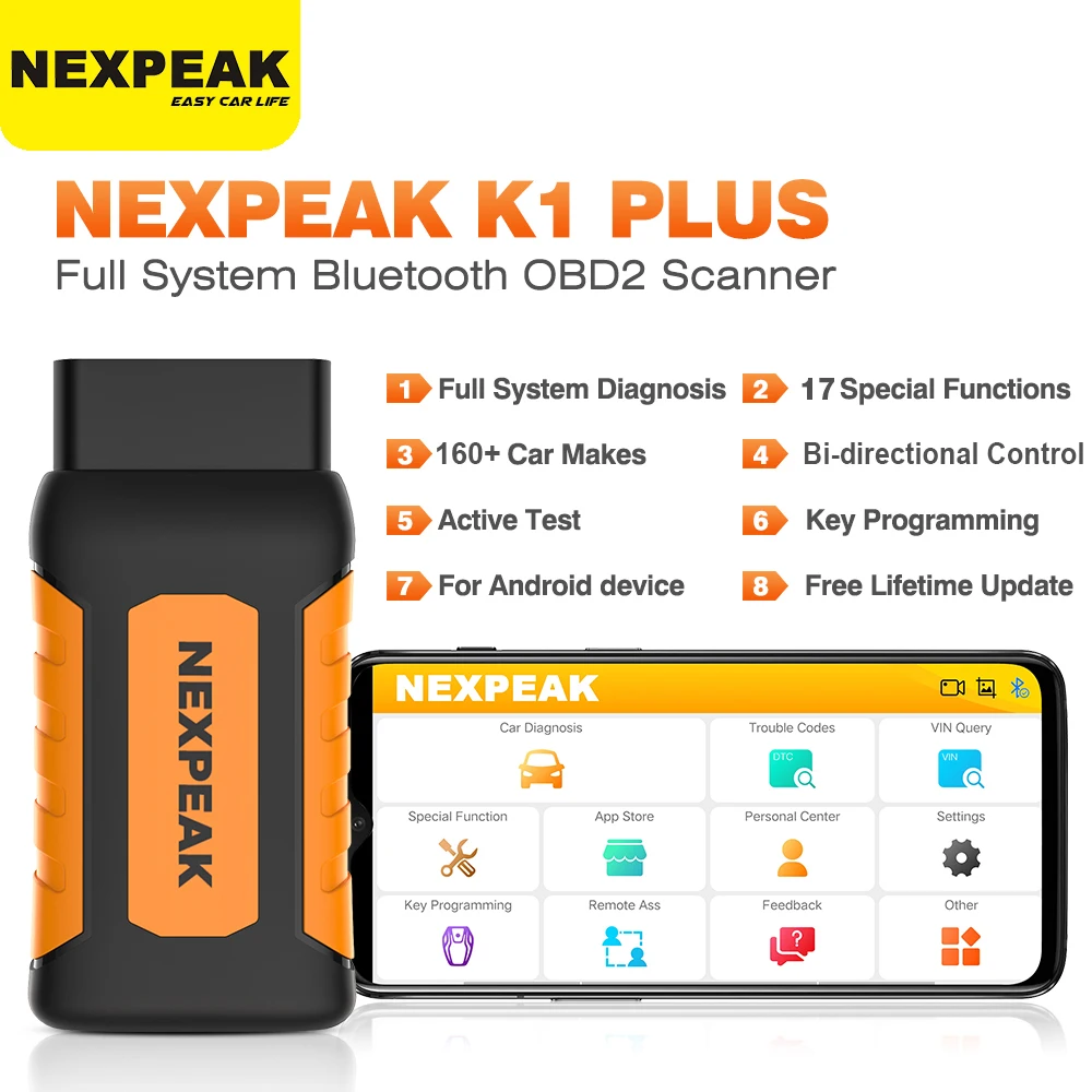 

NEXPEAK K1 PLUS OBD2 Scanner Full System Diagnostic Tools DPF ABS Oil Reset IMMO Code Reader Professional Car Diagnostic Tool