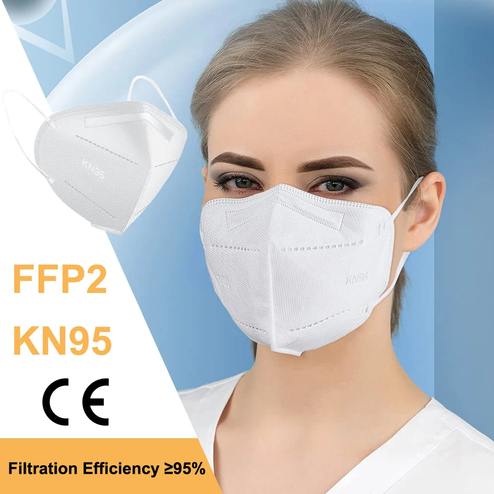

CE FFP2 KN95 Face Mask Disposable Face Masks Safety 5 Layers Breathable Cup Dust Masks Filtration 95% for Adults Men Women