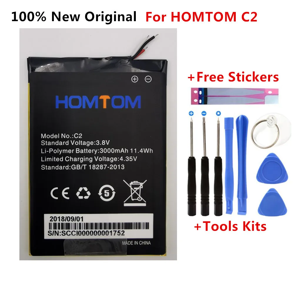 

100% New Original For HOMTOM C2 battery 3000mAh Mobile phone battery High-quality For HOMTOM C2 Mobile Accessories +Free Tools