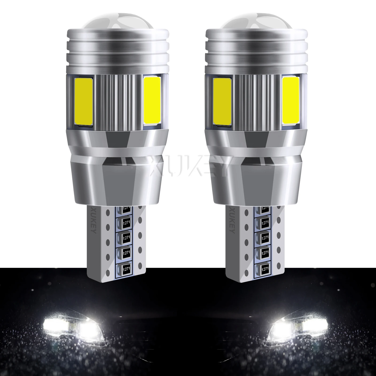 

2pcs W5W T10 LED Bulbs 12V White 6000K Car Interior Lights Clearance Side Parking Lamp Wedge Marker Lights License Plate Lights