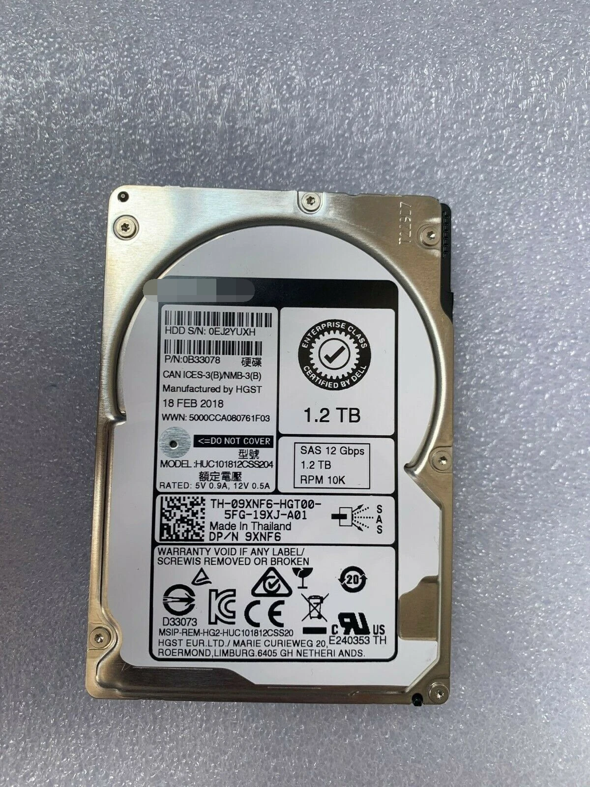 

Жесткий диск SAS HDD 1,2 дюйма для нового DELL 9XNF6 09XNF6 huc10oorcss204 2,5 ТБ 12 Гб 10K SFF