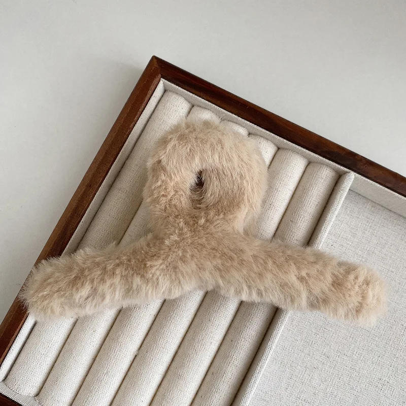 Женская заколка-краб из искусственного меха зимний аксессуар для волос